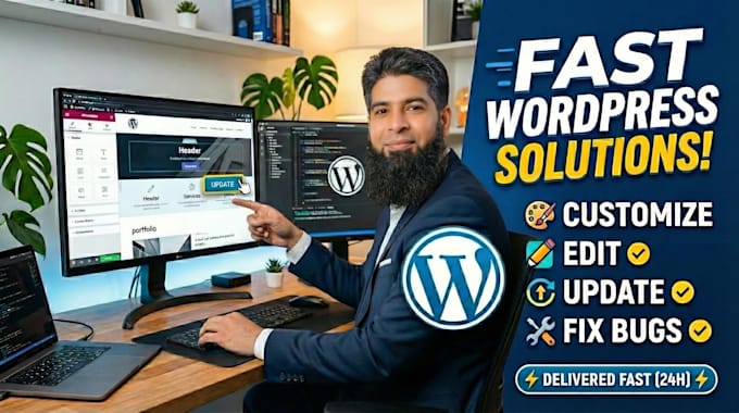 customize, update, edit or fix wordpress website fast