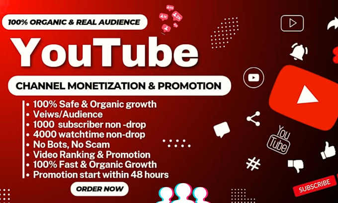 do organic youtube channel promotion for monetization, channel SEO