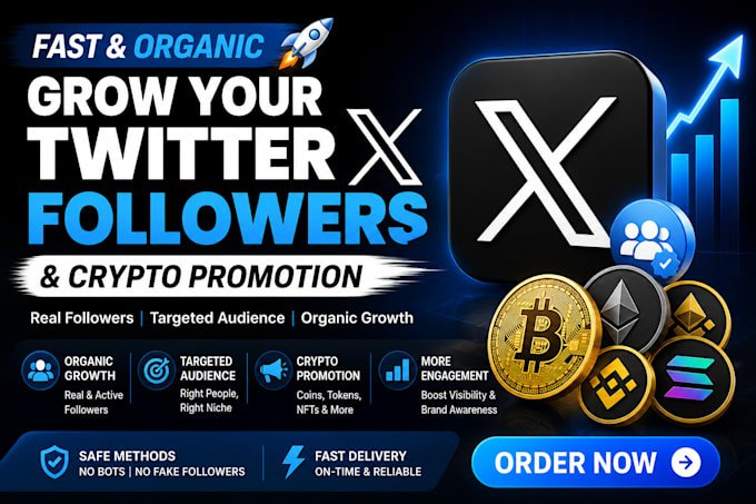 do fast organic growth for twitter x followers and crypto promotion social media